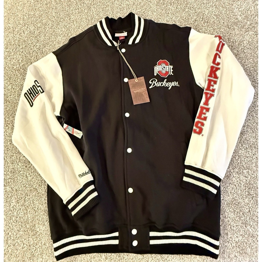 Mitchell & Nes Ohio state jacket Bomber Varsity Jack Black White Size Large Tall